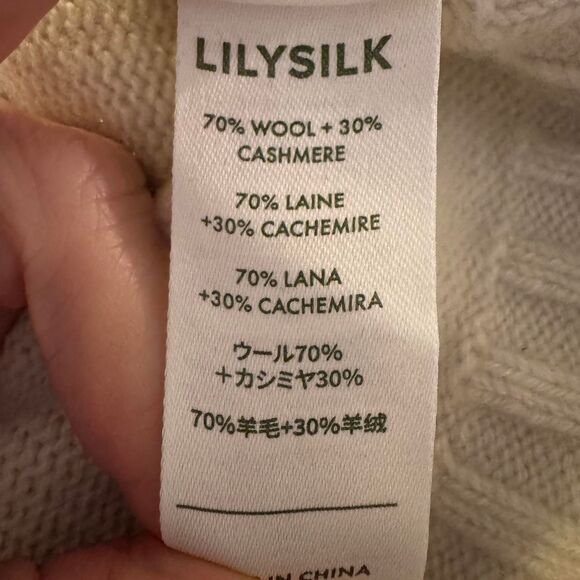 LILYSILK Women’s Wool Cashmere Sweater Off White Crewneck Pullover Size XS cozy - Picture 6 of 6